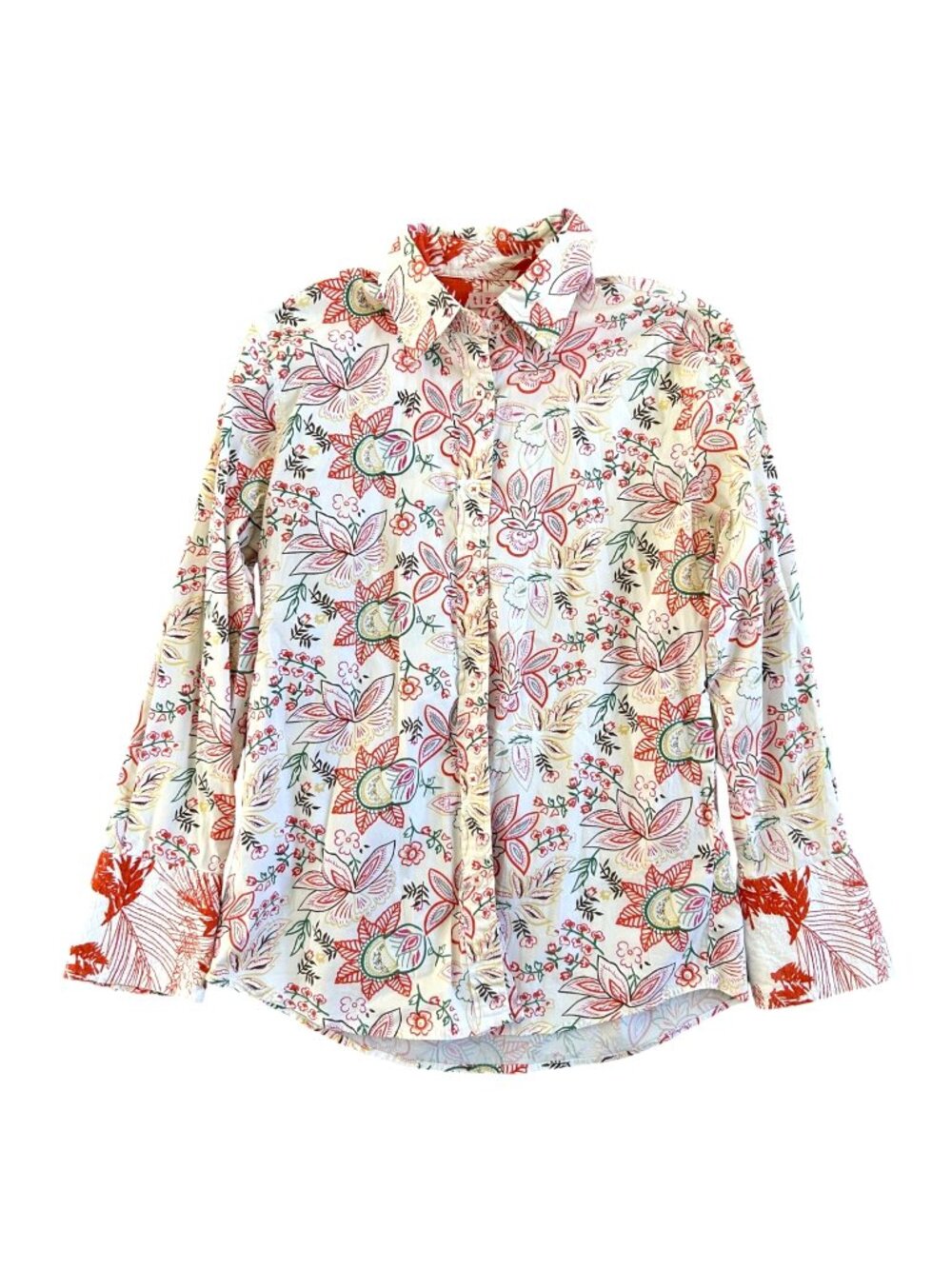 Tizzie Women's Sz L Floral Long-Sleeve Button-Down Shirt Multicolor Design